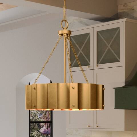 Luxury Lux Industrial Chandelier, 23"H x 21"W, with Industrial Chic Style, Native Brass, by Urban Ambiance