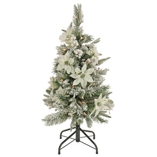 National Tree Company 3 ft. Frosted Colonial Fir Slim Tree with Clear Lights - 3 Foot
