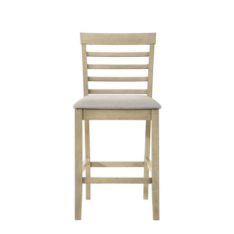 Beautiful Cream Color Counter Height 2Pc Dining Pub Height Chairs Upholstered Seat Dining Room Wooden Furniture