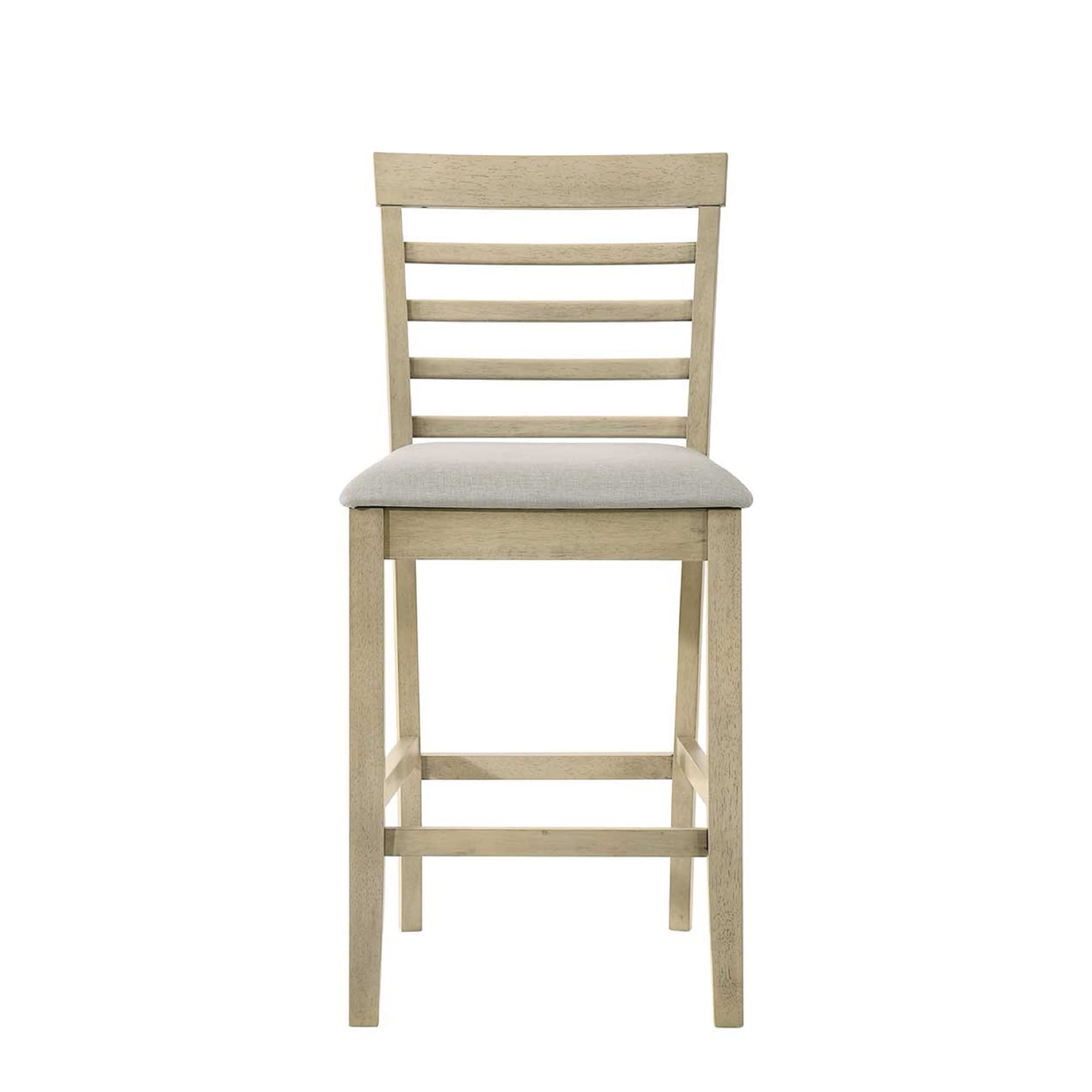 Beautiful Cream Color Counter Height Two-Piece Dining Pub Height Chairs Upholstered Seat Dining Room Wooden Furniture