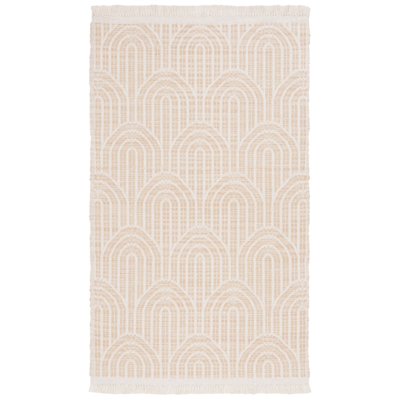SAFAVIEH Handmade Kilim Irina Geometric Tassel Wool Rug - 8' x 10' - Gold/Ivory