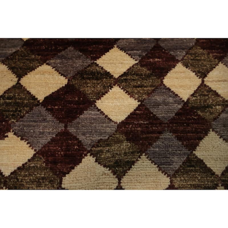 Hand Knotted Oriental 100% Wool Carpet Modern All-Over Brown Contemporary Area Rug - 6' 0'' X 3' 10''