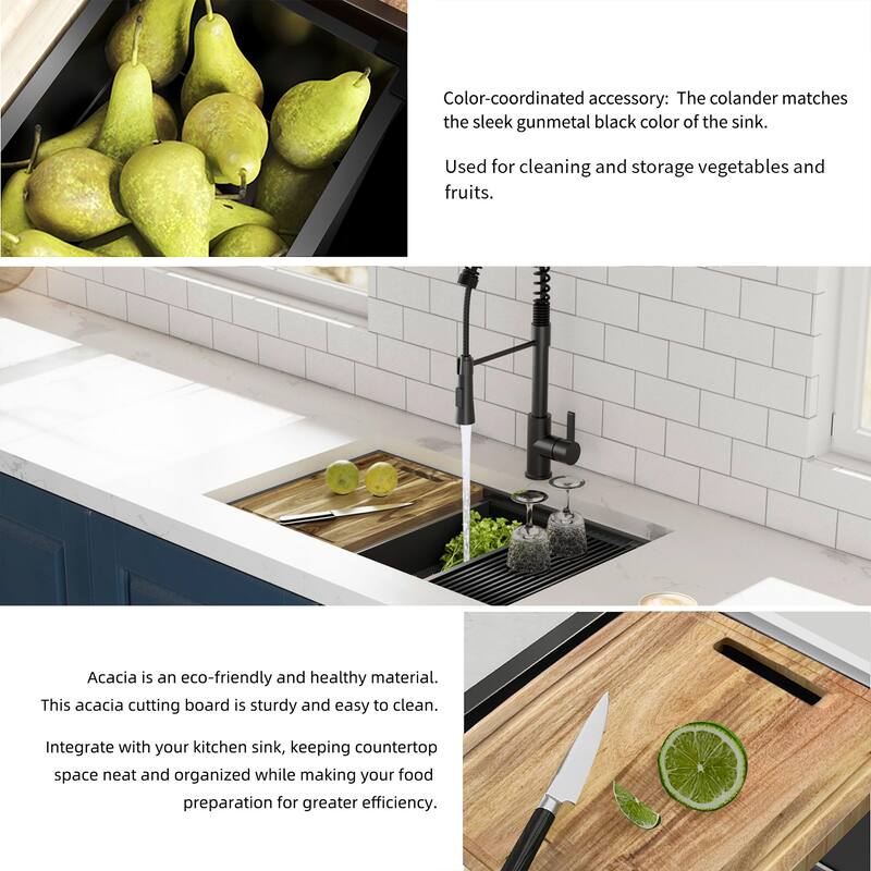 30 inch Upgrade Undermount Workstation Stainless Steel Sink, 18 Gauge Single Bowl Stainless Steel 10" Deep