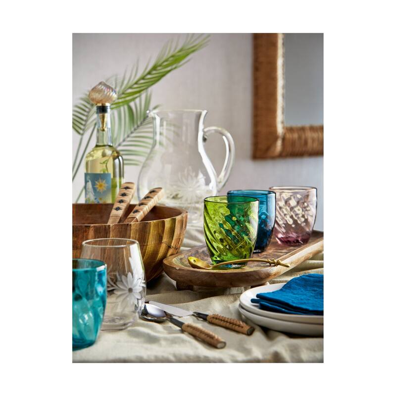 Fleur Etched Glass Pitcher Clear Glass, 6.25"L x 6.25"W x 9.0"H, 67 oz,