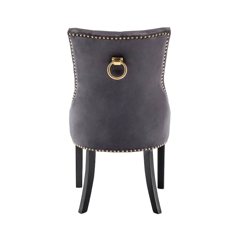 Porthos Home Dev Tufted Velvet Dining Chairs with Rubberwood Legs, Set of 2