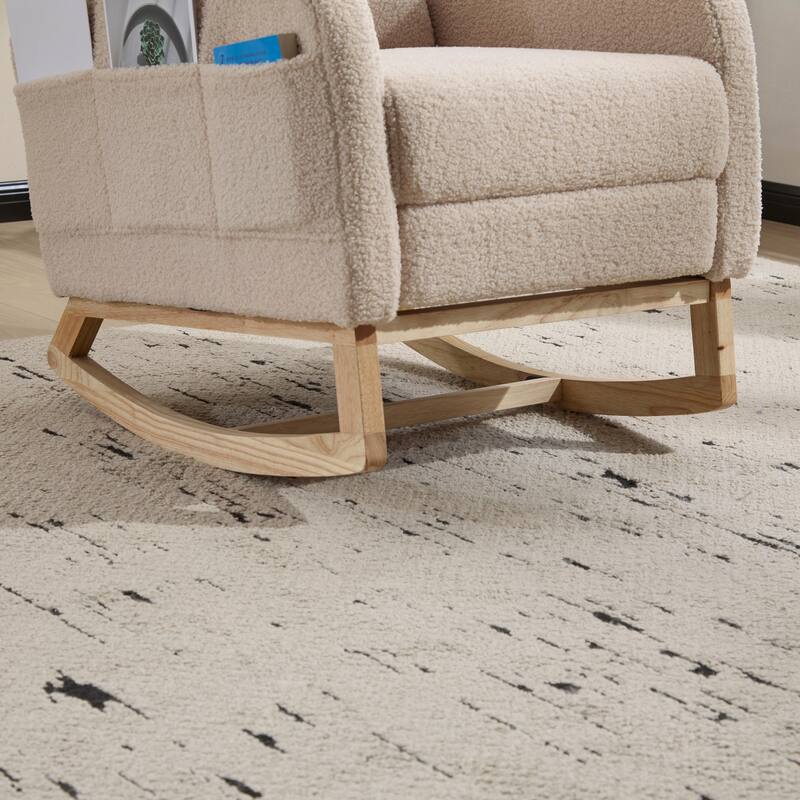 Modern Accent Rocking Chair Rocking Chair with Solid Wood Legs