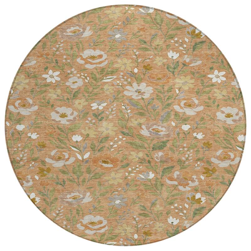 Machine Washable Indoor/ Outdoor Floral Garden Chantille Rug