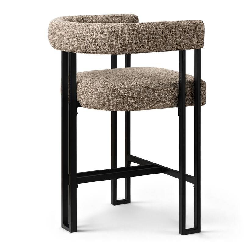 25" Seat Height Upholstered Tweed Black Matel Counter Stool