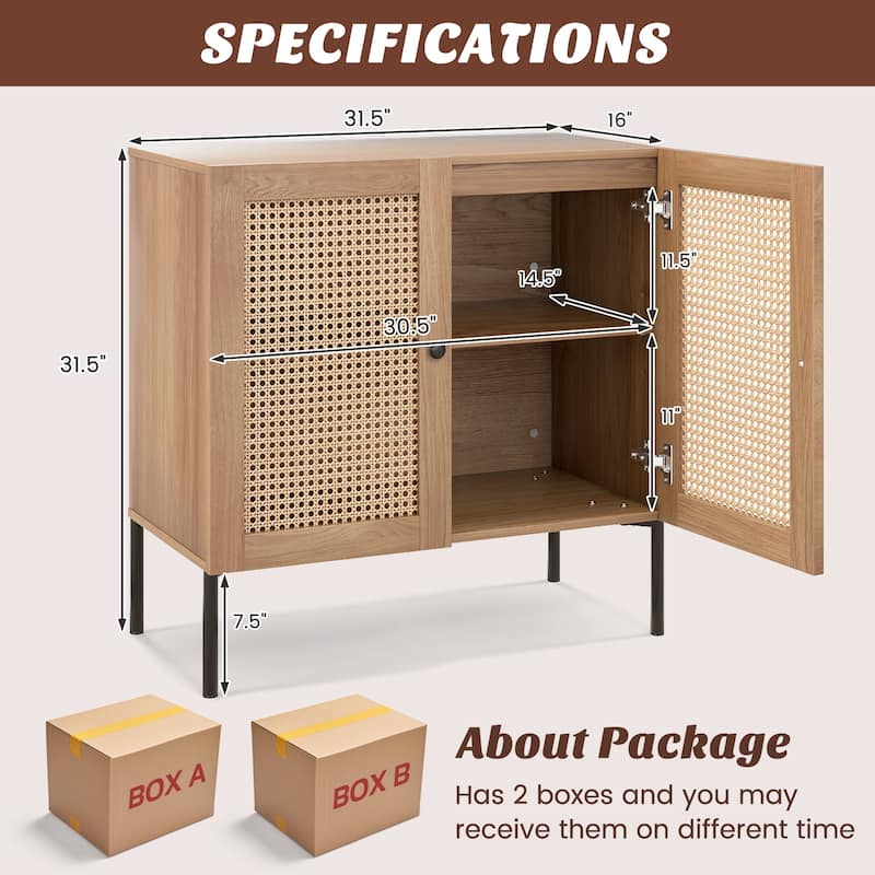 Costway Set of 2 Rattan Buffet Sideboard Wine Cabinet Cupboard - See Details