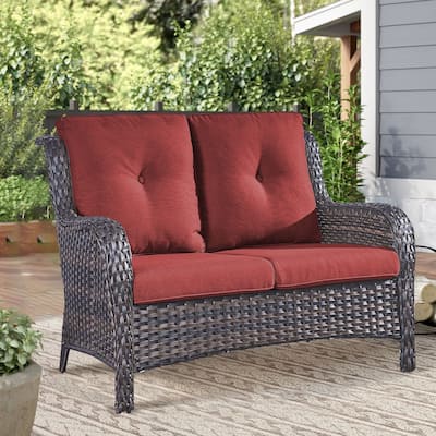 Outdoor Patio Wicker Loveseat Sofa - 2-Seater Rattan Sofa