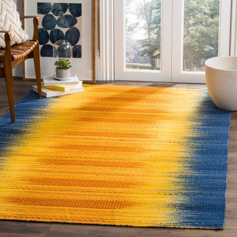 SAFAVIEH Handmade Flatweave Kilim Urve Wool Rug - 8' x 10' - Dark Blue/Yellow