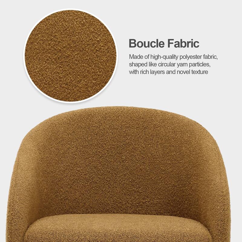 Modern Fabric Upholstered Dining Chairs, Boucle Arm Side Chair - 30" H x 22.2" W x 21.7" D