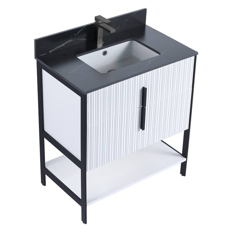 Fine Fixtures Serenity Modern Bathroom Vanity with Black Sintered Stone Top