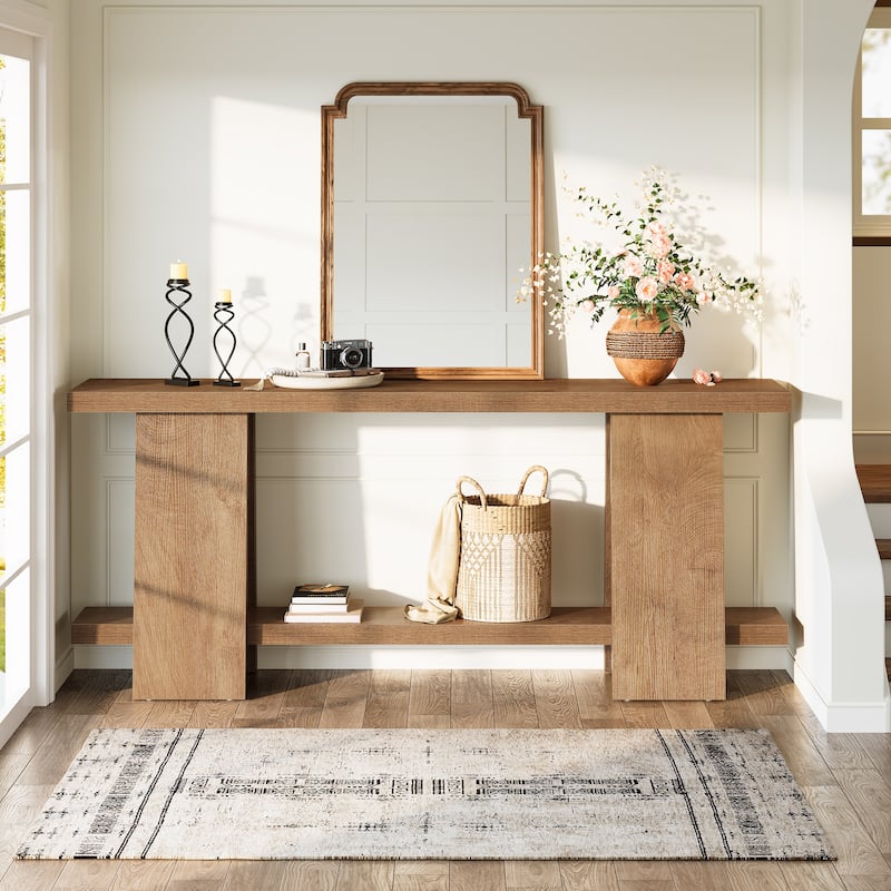70.8 Inches Large Console Table with Storage Shelf for Entryway