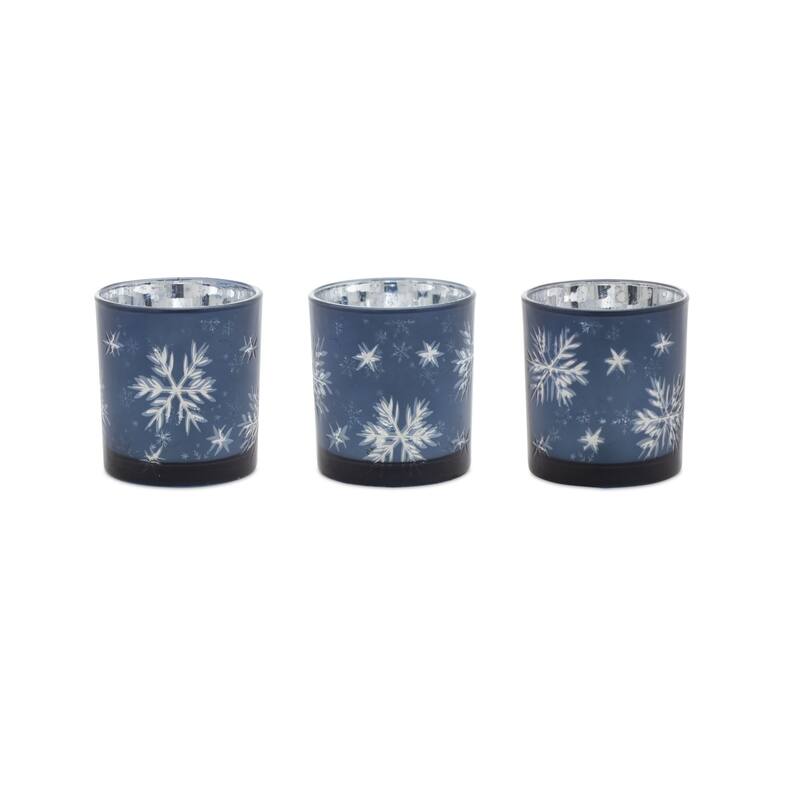 Set of 3 Snowflake Votive Candle Holders 3"