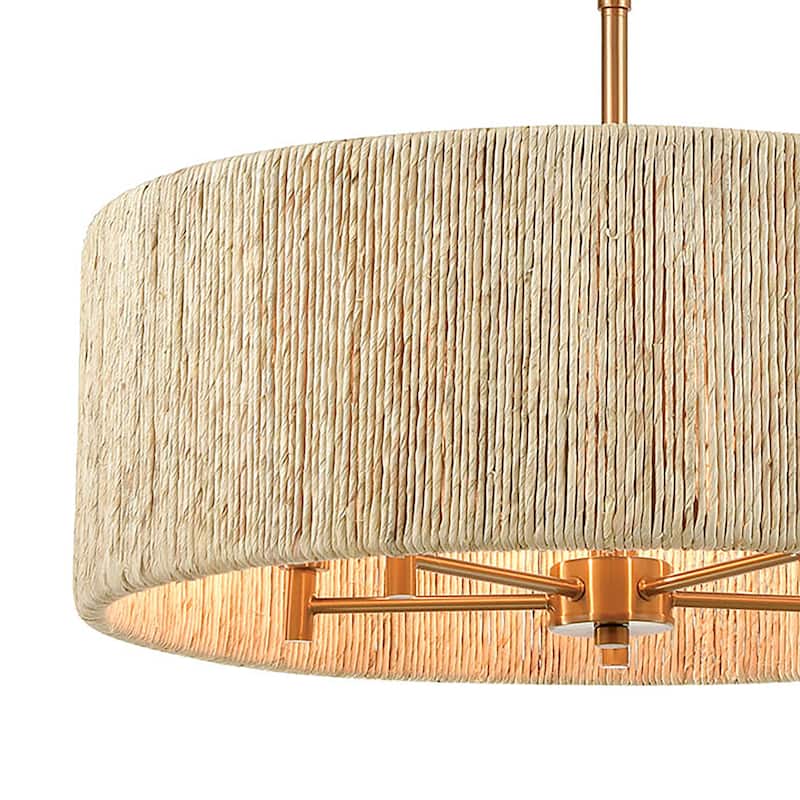 Abaca Rope Chandelier in Satin Brass