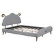 preview thumbnail 4 of 51, Whimsical Full Platform Bed with Sheep Horns and Upholstered Headboard