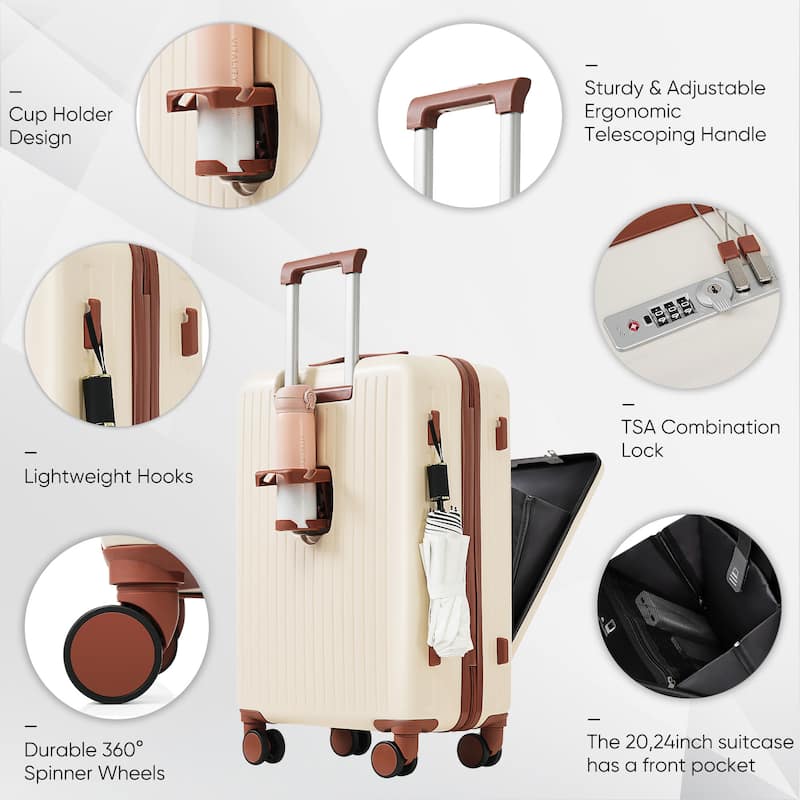 4-Piece Luggage Set with USB Charging Ports