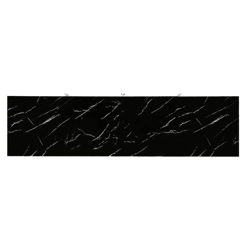 Black Sideboard Buffet Cabinet Marble Sticker Tabletop TV Console