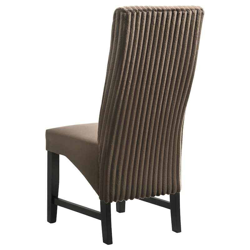 Ranna Dining Chair Set of 2, Brown Velvet Foam Cushions, Hardwood