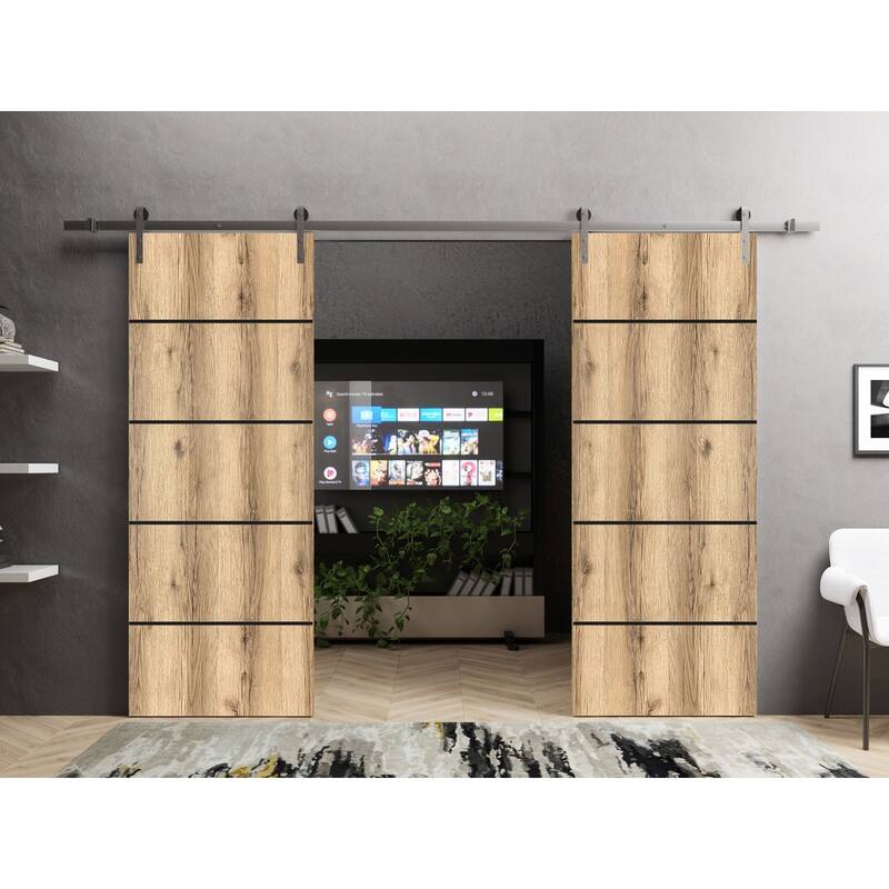 Sturdy Double Barn Door 36 x 80 with Planum 0015 Oak with 13FT