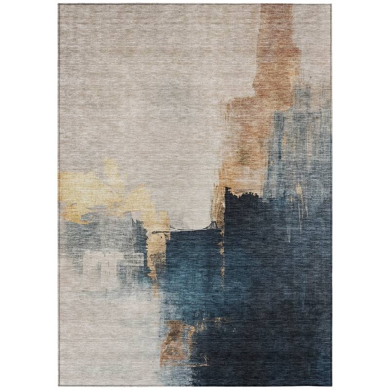 Machine Washable Indoor/ Outdoor Abstract Chantille Rug