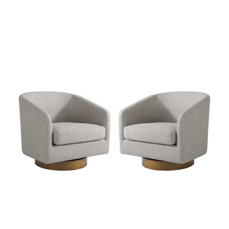 Faux Leather Wide Seat Swivel Barrel Chair