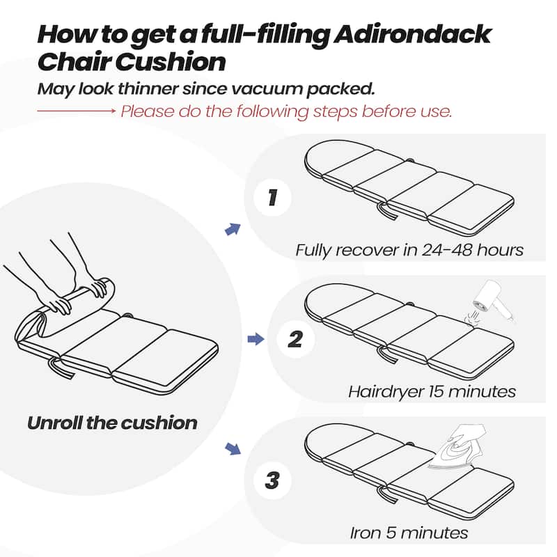 Patio Outdoor Adirondack Chair Cushion with Ties