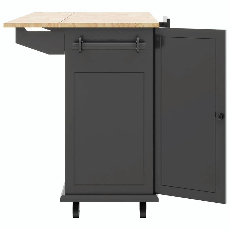 Rolling Kitchen Cart with Drop Leaf, Storage Rack, and 3-Tier Cabinet Organizer