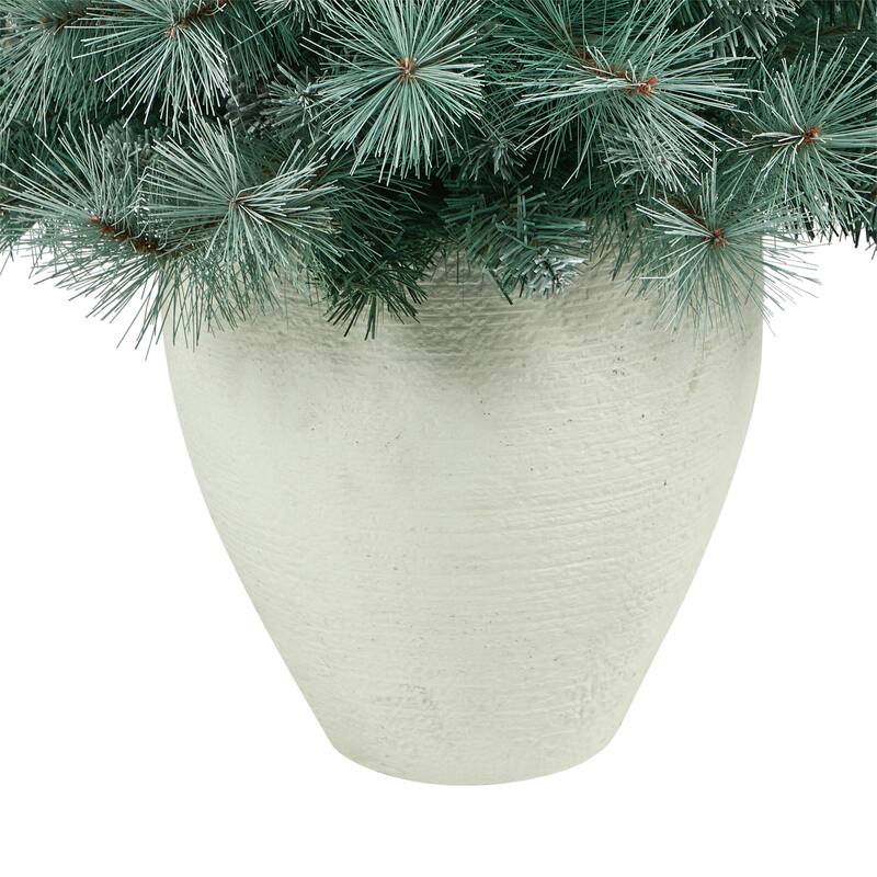 4’ Pre-Lit Potted Brit Columbia Pine Artificial Christmas Tree, Clear Lights - 4 Foot