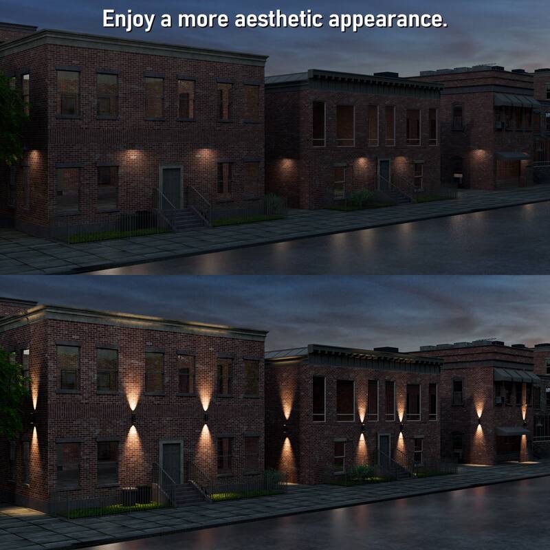 17.72" Up & Down Wall Sconces, Waterproof Exterior Wall Light, Aluminum, E26 Base - 2PACK
