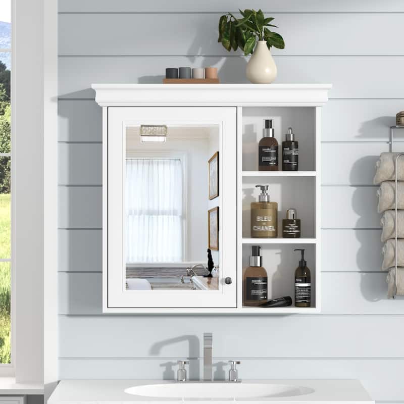 30'' x 28'' Wall Mounted White Bathroom Medicine Cabinet with Mirror