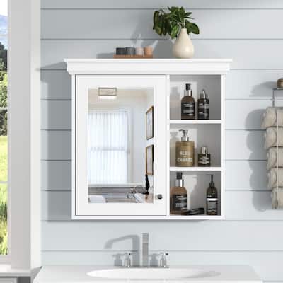30'' x 28'' Wall Mounted White Bathroom Medicine Cabinet with Mirror