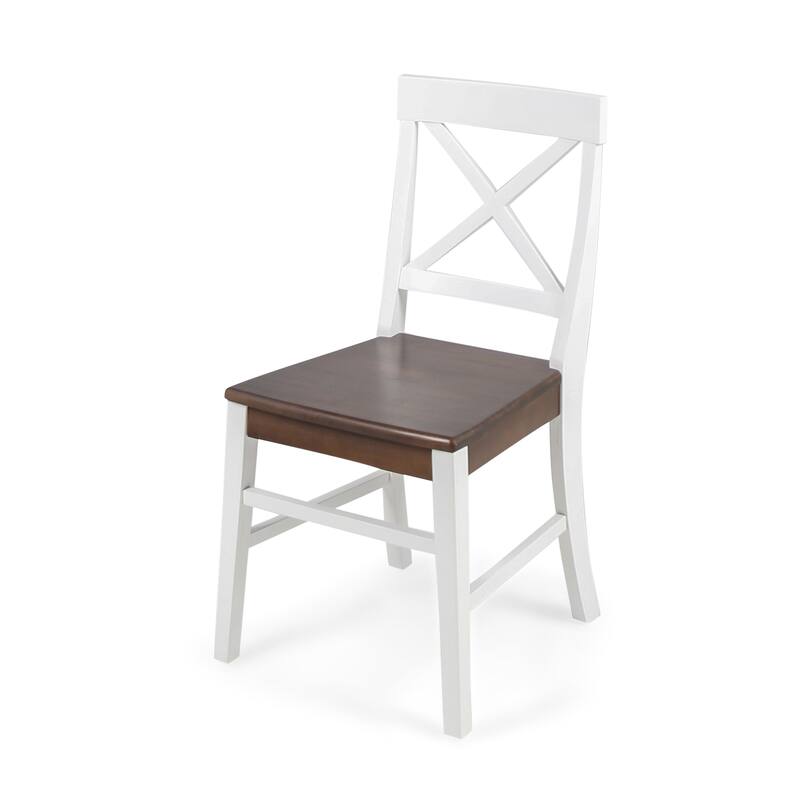 Country Set of 2 Dining Chairs with X-shaped Back, Solid Wood Frame for Dining Room Living Room Balcony and Patio