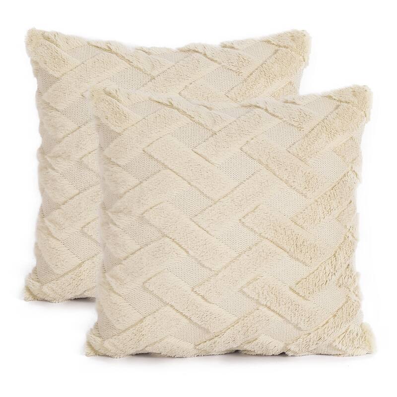 Adeco Set of 2 18"x 18" Throw Pillow Covers - Milk yellow
