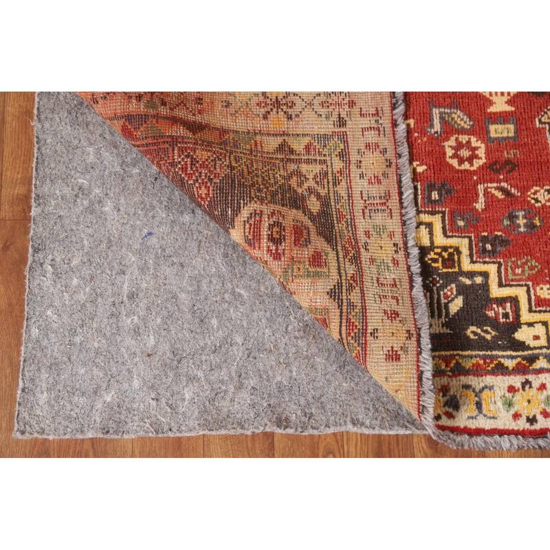 Red Animals Tribal Shiraz Persian Vintage Rug Handmade Wool Carpet - 4'6"x 8'0"