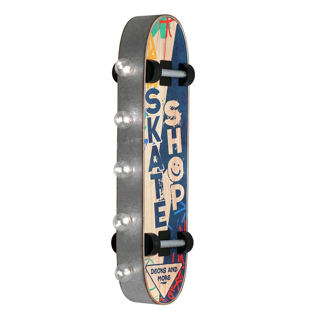 Metal LED Skate Shop Decks and More Marquee Wal Sign - 20" x 6.5" x 3"