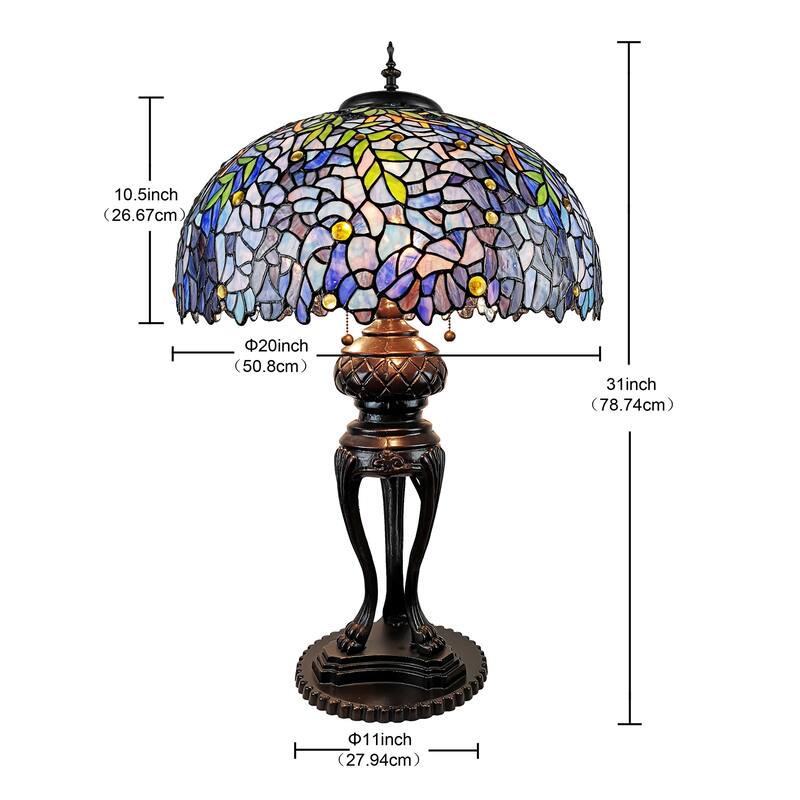 Glacy 20-inch Wisteria Design Stained Glass/Bronze Tiffany-Style Table Lamp