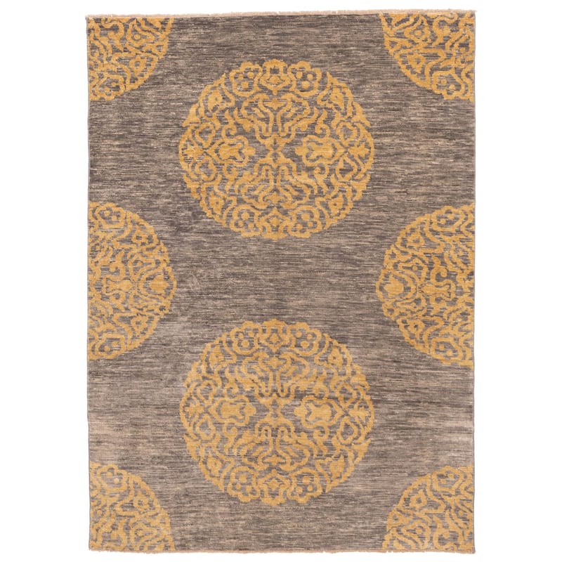 ECARPETGALLERY Hand-knotted Mystique Dark Grey Wool Rug - 6'5 x 9'1