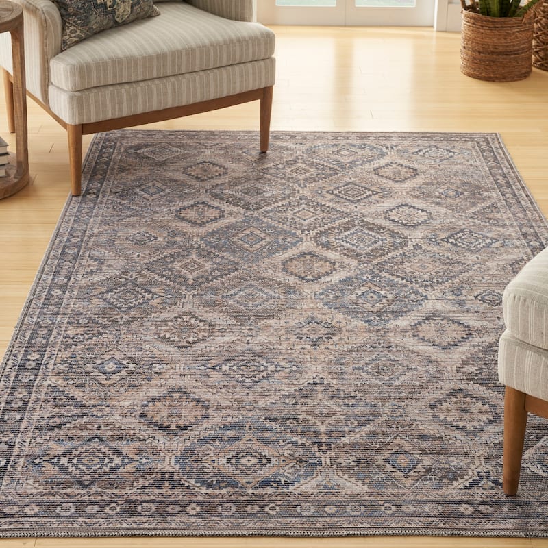 New Concept Washables Machine Washable Flatwoven Boho Medallion Area Rug - 6' x 9' - Ivory/Latte - Rectangle