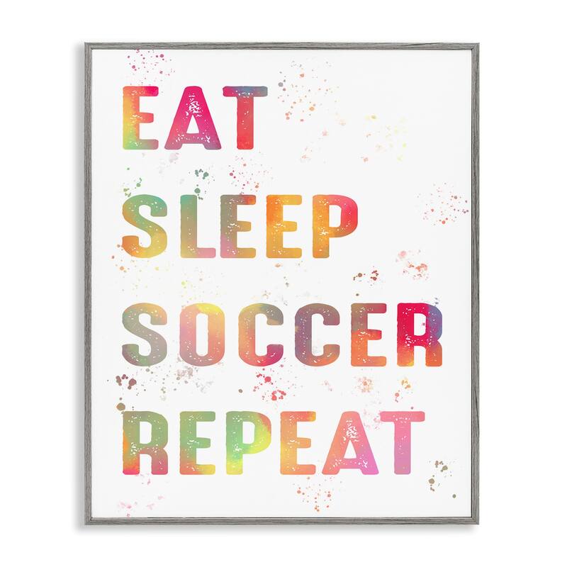 Stupell Pastel Soccer Motivation Framed Giclee Art Design By Marcus Prime - 24 x 30 - Grey