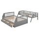 preview thumbnail 7 of 28, Solid Pinewood Twin-Over-Full Bunk Bed with 3 Drawers and Storage Staircase, Divided Into 2 Individual Platform Bed Frames