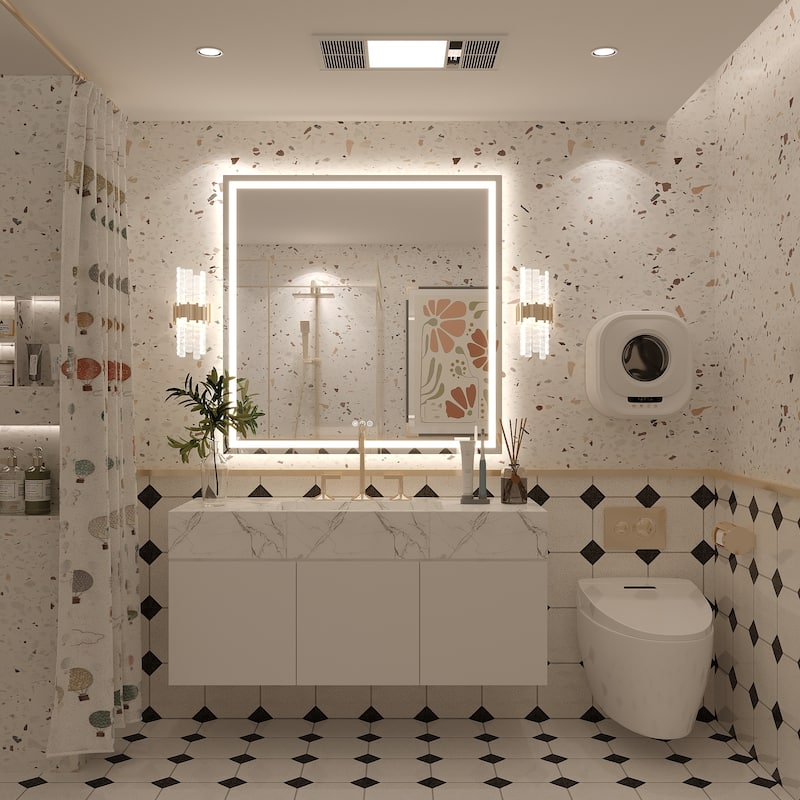 Large LED Bathroom Mirror with UL Listed, Front and Backlit, Anti-Fog