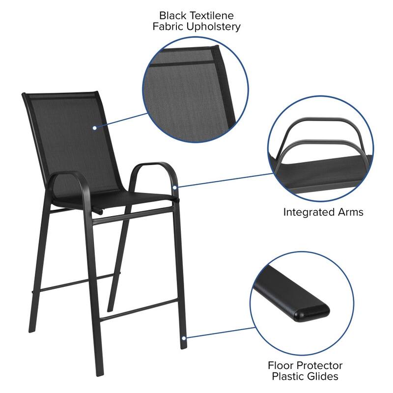 2 Pack Outdoor Barstools with Flex Comfort Material-Patio Stool