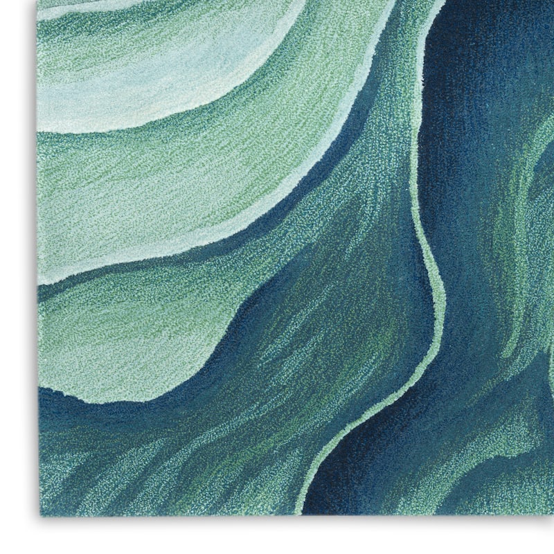 Nourison Prismatic Silver Green Modern Luxe Hand-Tufted Indoor Rug