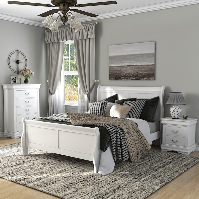 Furniture of America Mayday Traditional Solid Wood 3-Piece Sleigh Bedroom Set