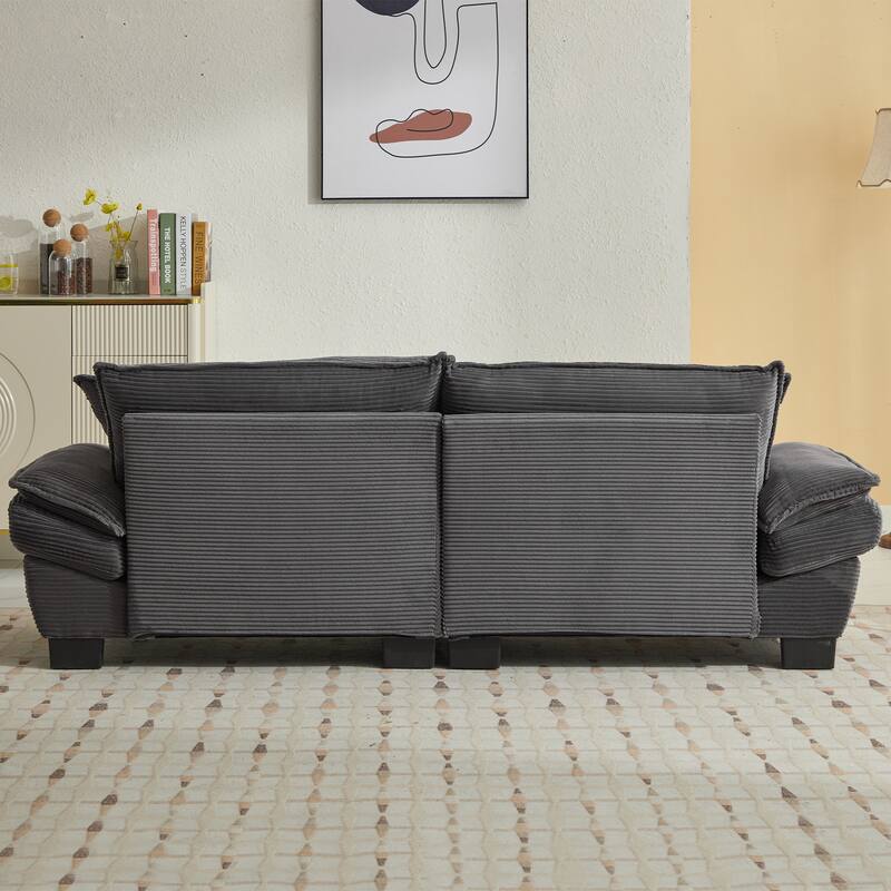 Corduroy Couch Loveseat Sofa with Pillows,Comfy Upholstered Deep Seat Sofa for Bedroom,Living Room,Office