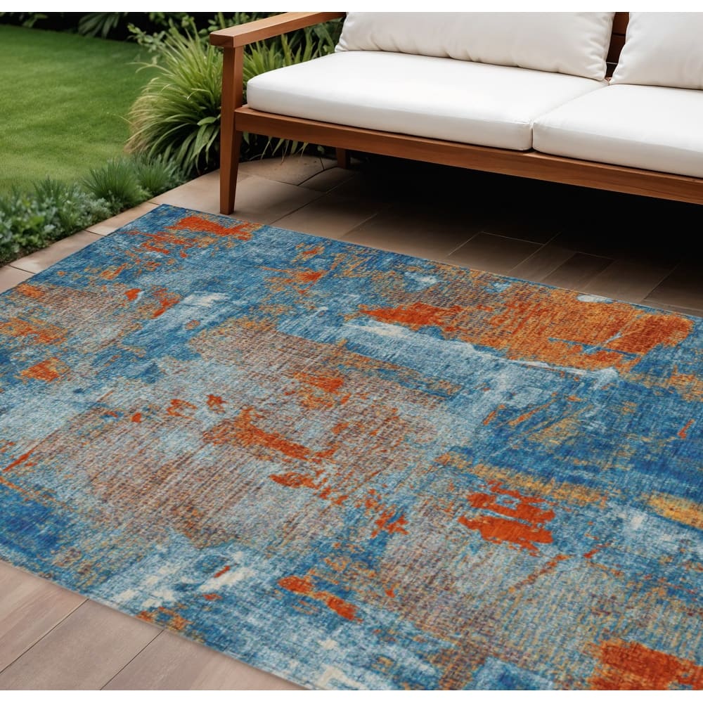HomeRoots Abstract Transitional Rectangle Outdoor Rug