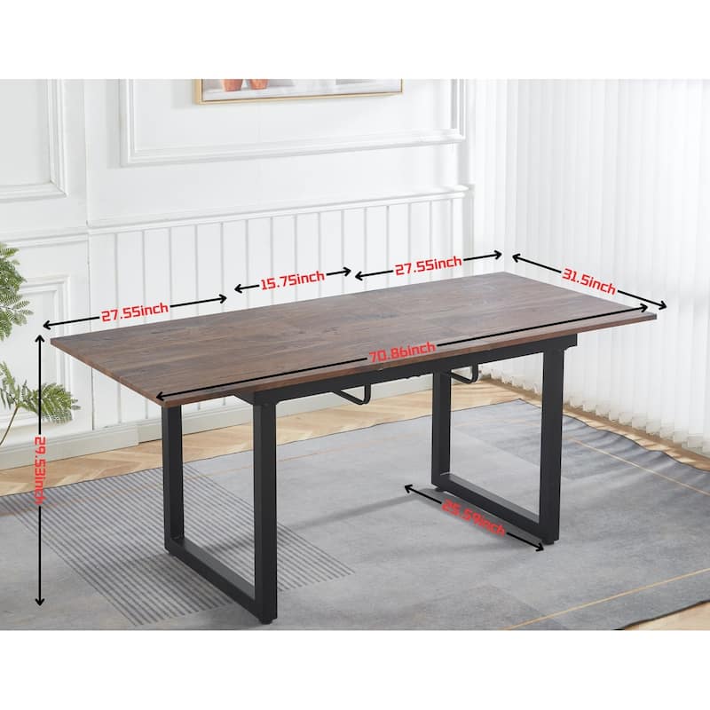 GDFStudio - Crestfield Modern Contemporary Space Saving 70.86" Metal Frame Extendable Dining Table with Telescoping Top
