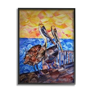 Stupell Pelicans on Dock Painting Framed Giclee Art Design by MB ...